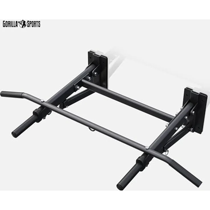 GORILLA SPORTS® Klimmzugstange 4in1 mit Boxsack-Halterung, Wandmontage, Klappbar, Gepolsterte Griffe, bis 300 kg Belastbar, Schwarz - Pull Up Bar, Reckstange für Zuhause, Fitness – Bild 3