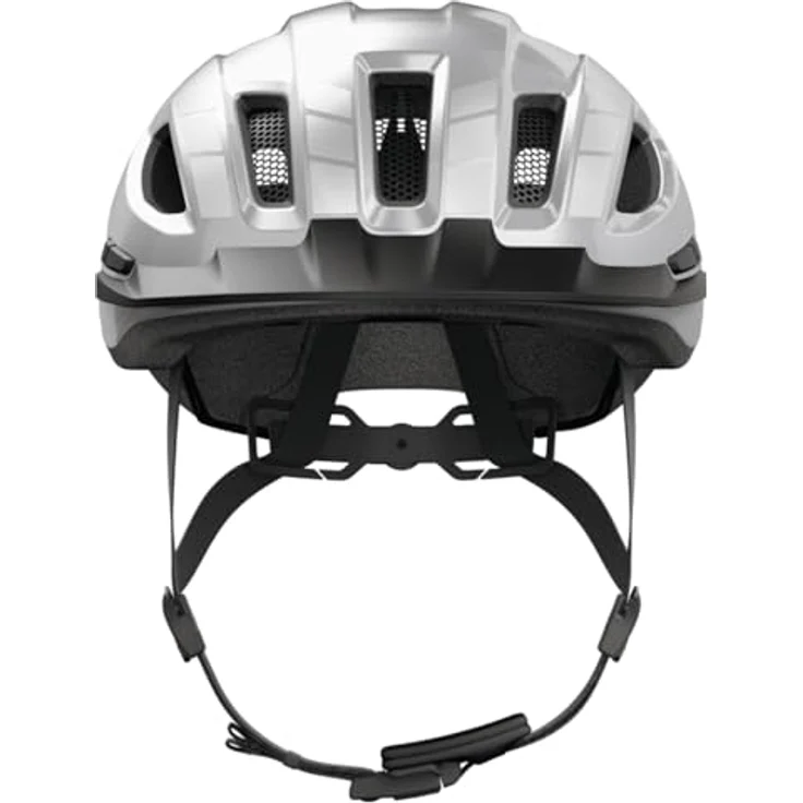ABUS Stadthelm Urban-I 4.0 LR, Fahrradhelm mit Zopf-Öffnung, Schirm und magnetischem Verschluss, light ready für Rücklicht-Nachrüstung, Größe M, silber – Bild 2