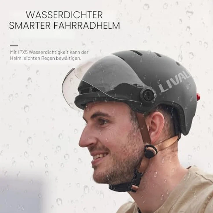 LIVALL EVO21, Fahrradhelm mit SOS-Technologie, Rück- und Frontlichtern, Bluetooth-Kopplung, Schwarz – Bild 5