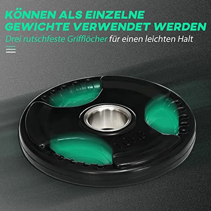SPORTNOW Hantelscheiben 2er-Set, 10 kg pro Scheibe, Metall mit Gummimantel, Schwarz – Bild 4