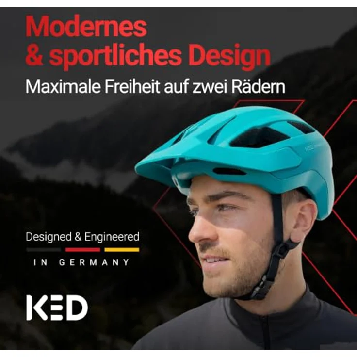 KED Embrace MU-1 Allround Helm, Teal Matt, mit verstellbarem Visier und Insektenschutznetz, Größe 58-62 (L) – Bild 2