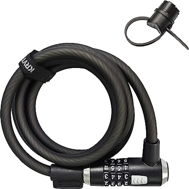 Kryptonite KryptoFlex Fahrradschloss-Kabel, 1,8 m lang, 12 mm starkes Stahlgeflecht, diebstahlsicher mit 4-stelliger Zahlenkombination und inkl. Halterung – Bild 1