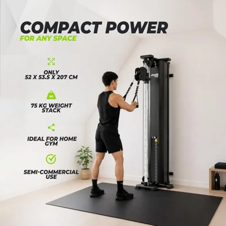 VirtuFit PL100 Single Pulley Station, Kabelstation mit 75 kg Gewichtstapel, verstellbaren Umlenkrollen und stabilem Stahlgestell – Bild 2