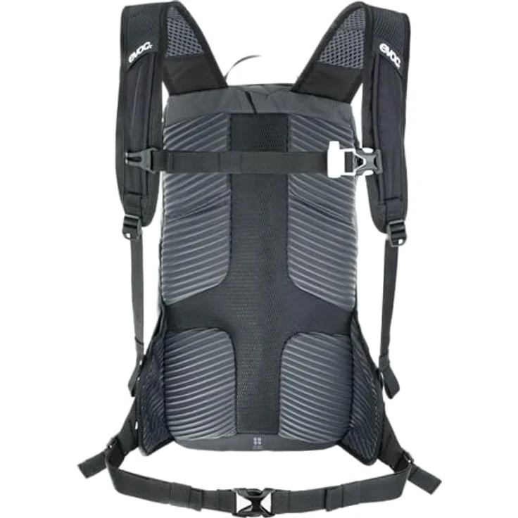 EVOC RIDE 12 Protektor Fahrradrucksack, Trekkingrucksack mit AIR-PAD-Rückenpolsterung, Helmhalterung und cleverem Taschenmanagement, Carbon Grau / Schwarz – Bild 2