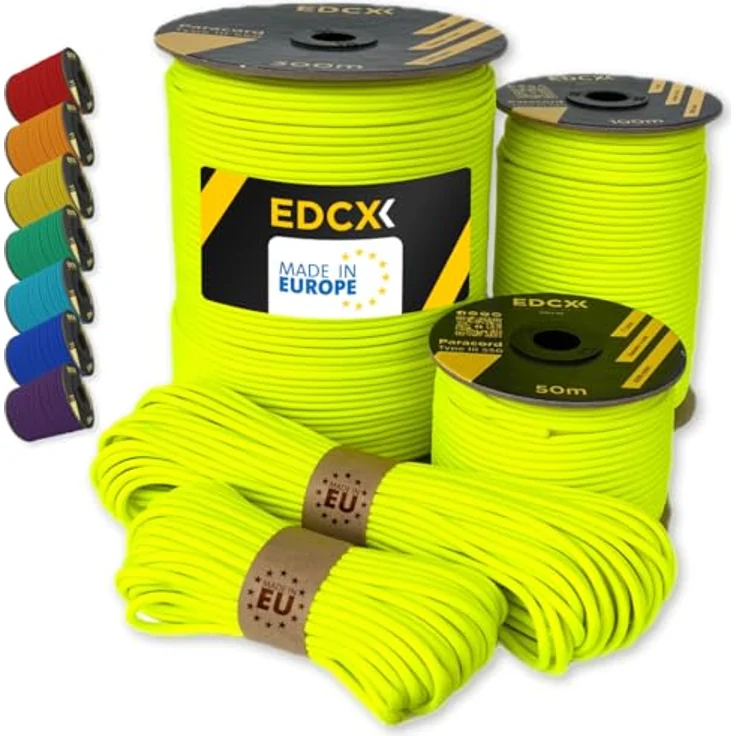 EdcX Paracord 4 mm, 550 Typ III, Sofit Yellow, 30 m, 100% Nylon, UV-beständig, ideal für Outdoor und DIY-Projekte – Bild 1