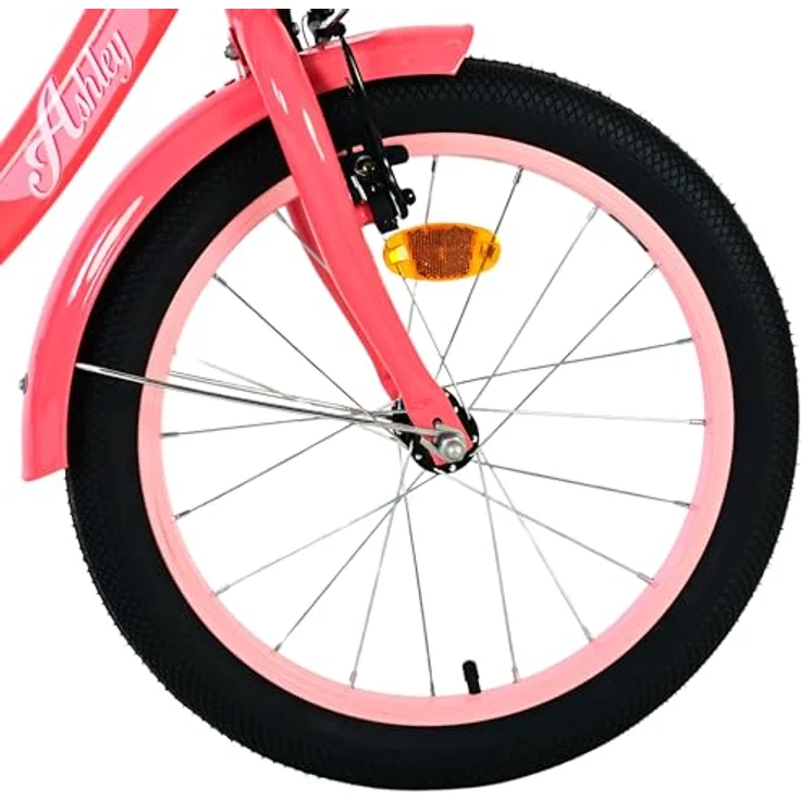 Volare Ashley Kinderfahrrad für Mädchen, 18 Zoll in Rosa/Rot, höhenverstellbarer Sattel und Lenker, integrierter Gepäckträger, Handbremse und Rücktrittbremse – Bild 5