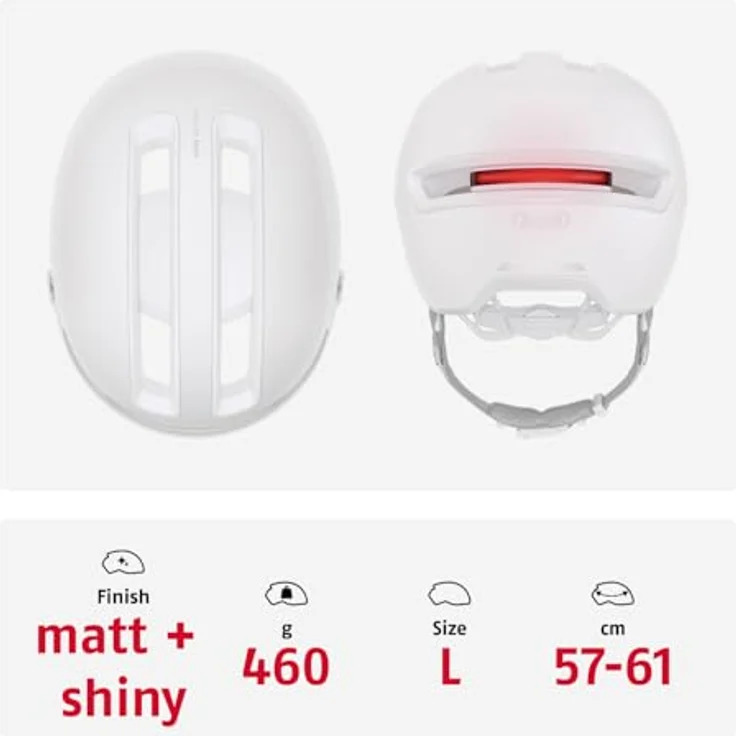 ABUS Stadthelm HUD-Y ACE, stylischer Fahrradhelm mit Visier und aufladbarem LED-Rücklicht, Schwarz, Größe M – Bild 3