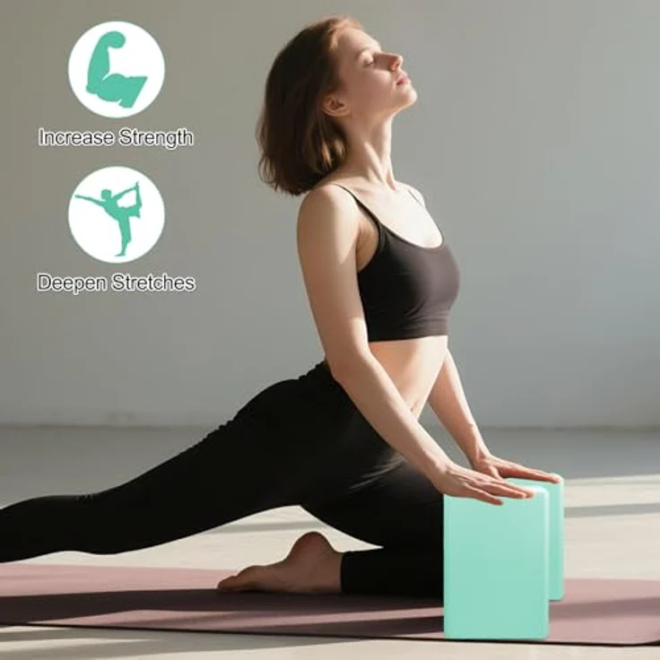 Lixiluxia Yoga Block 2er Set, Rutschfeste EVA Schaumstoff Yogablöcke, 23 cm, Blau für Yoga, Pilates und Meditation – Bild 4