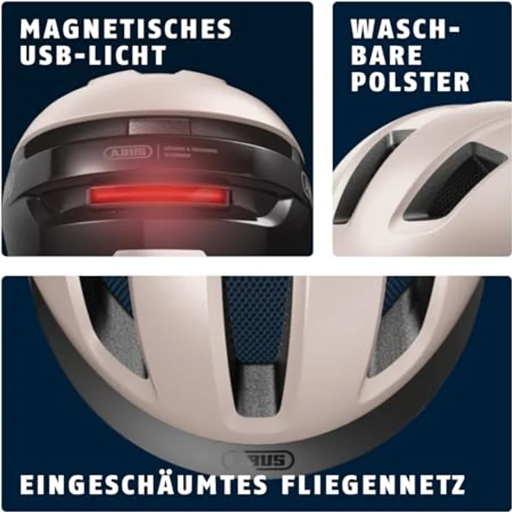 ABUS PURL-Y ACE Fahrradhelm mit LED-Licht, NTA-zertifiziert für E-Bikes und S-Pedelecs, beige, Größe M – Bild 4