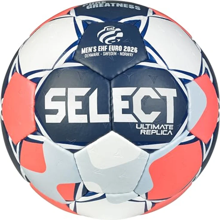 Select Ultimate EHF Euro Men Replica v26 Gr. 1, Handgenähter Trainingshandball, EHF-Approved, null-Flügel-Blase aus Naturlatex, gute Griffigkeit, weicher Ballkontakt – Bild 1