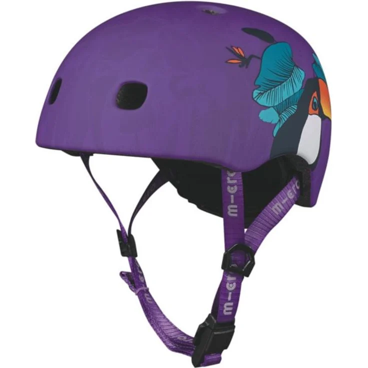 Micro Mobility Toucan M, Helm mit offenem Visier, Hartschalenbau, Schnappverschluss-System, integriertes LED-Licht