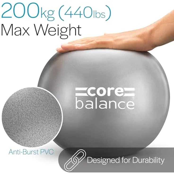 Core Balance Pilatesball - Anti-Burst Yogaball - rutschfestes PVC - Gymnastik, Fitness, Physiotherapie leicht – Einfach Aufzublasen - 200 Kg Maximalgewicht - 23 cm groß, 200 g - 4 – Bild 3