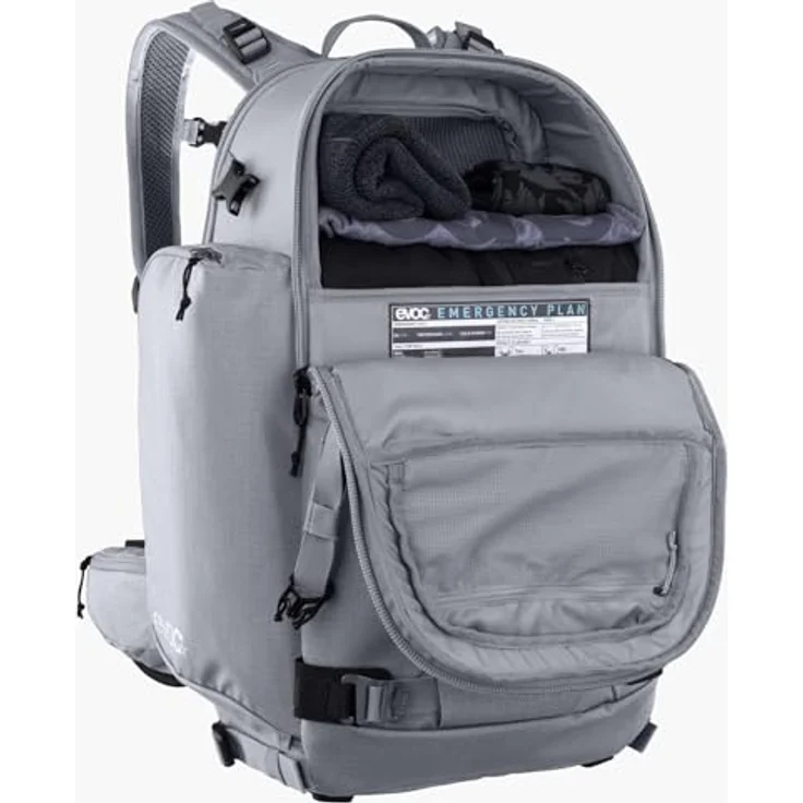EVOC CP 26 Sportrucksack, ideale Fototasche (verstellbarer Hüftgurt, Kleinteilfächer, Lawinenausrüstung, atmungsaktives Material, Volumen: 26 l), Steingrau – Bild 4