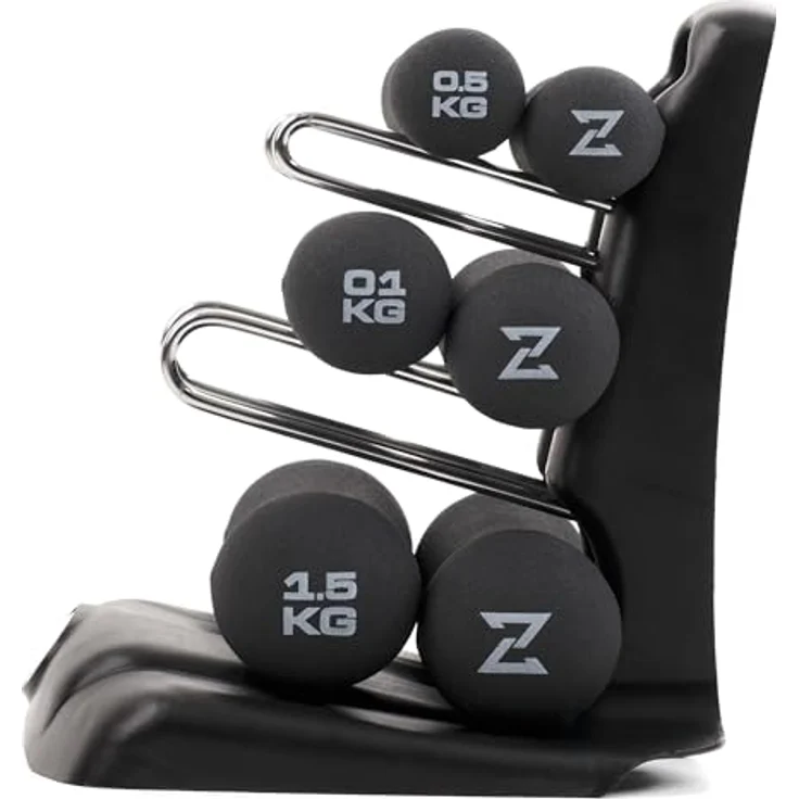 ZIPRO Neopren Hanteln, rutschfestes 6er Set mit Gewichten 2 x 0,5kg, 2 x 1,0kg, 2 x 1,5kg für Home Gym, Krafttraining zuhause – Bild 3