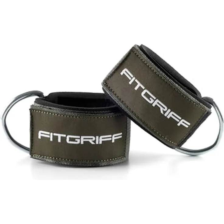Fitgriff Komfort Fußschlaufen (2Stück) - für Fitness Training am Kabelzug - Fußfesseln für Damen und Herren (Dark Green) - Preisvergleich – Bild 5