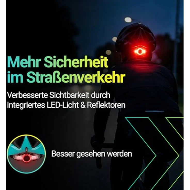 KED Spiri 2 Trend Allround Helm, Fahrradhelm mit K-Fit System und LED-Rücklicht, 320g, Größe M, grün-blau – Bild 3