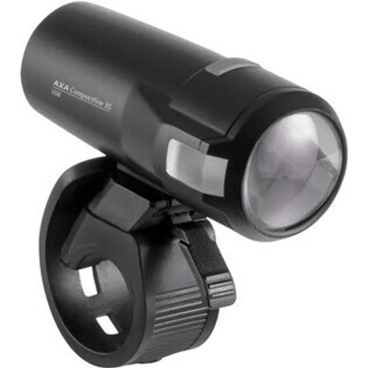 AXA LED Fahrrad-Scheinwerfer "Compactline 35" mit Akku, USB-Kabel, 35 LUX, schwarz, StVZO-zugelassen