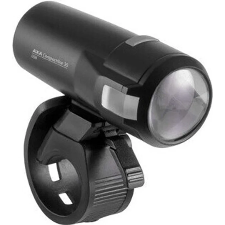 AXA LED Fahrrad-Scheinwerfer "Compactline 35" mit Akku, USB-Kabel, 35 LUX, schwarz, StVZO-zugelassen