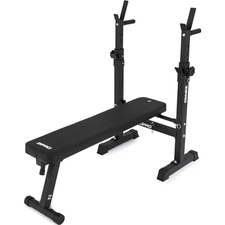 Zipro Bankdrücken Bank Core, Fitnessbank mit verstellbaren Hantelablagen, klappbar Bench Press, Drückerbank mit Liegestützgriffen, Gesamtbelastbarkeit 230kg, Kraftstation ohne Stange – Bild 5