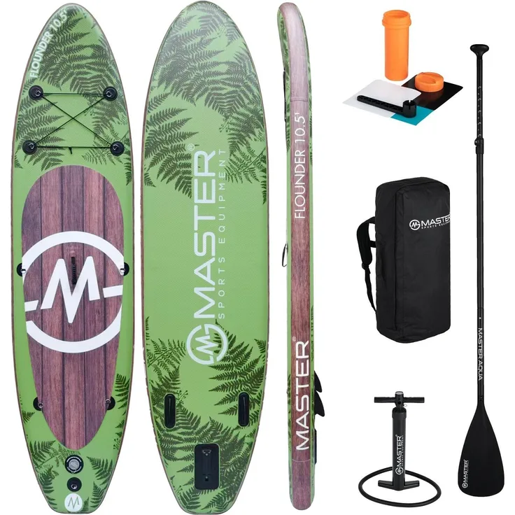 MASTER Aqua Flounder 10.5", Sup Paddleboard mit DROP STITCH Konstruktion und rutschfester EVA-Oberfläche