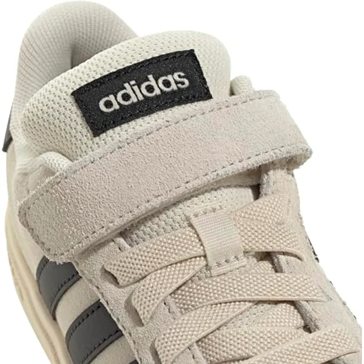 adidas GRAND COURT 00s EL, Kinder-Laufschuhe aus Wildleder mit Klettverschluss, beige – Bild 4