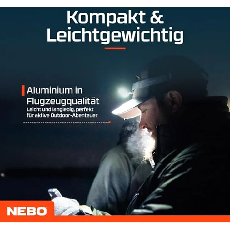 NEBO MYCRO 500+, wiederaufladbare Kopflampe mit 500 Lumen, wasserfest, Aluminium-Design, Spot- und Flutlichtmodi, verstellbares Kopfband – Bild 5