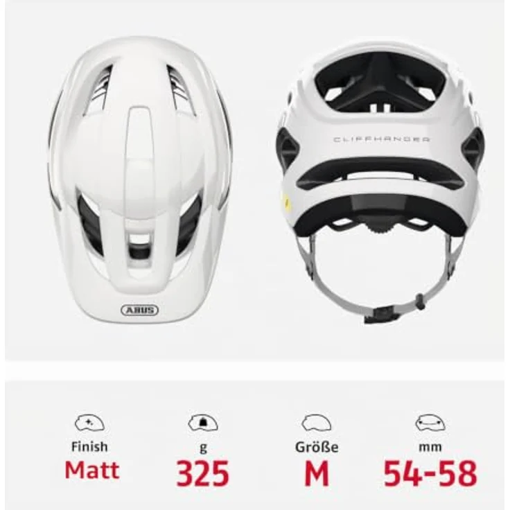 ABUS Cliffhanger MIPS, MTB-Helm für anspruchsvolle Trails mit MIPS Aufprallschutz, großen Lüftungsöffnungen, Weiß, Größe M – Bild 3