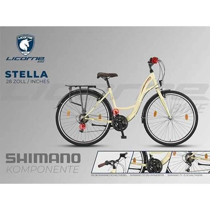Licorne Bike Stella Premium City Bike 28 Zoll - 21 Gang-Schaltung, Beige – Bild 3