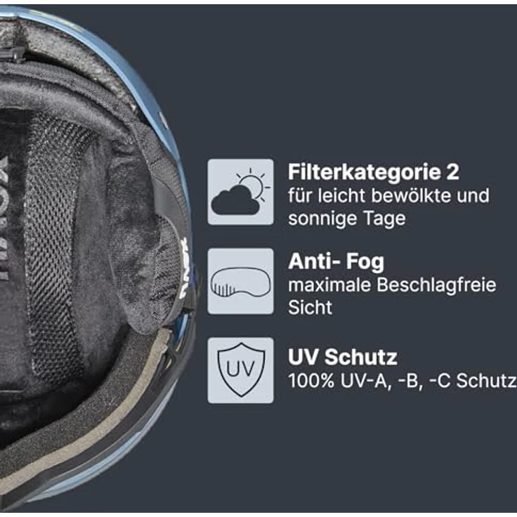 Uvex Sports Wanted Visor, Hardshell Skihelm mit integriertem Visier, 54 - 58 cm – Bild 3