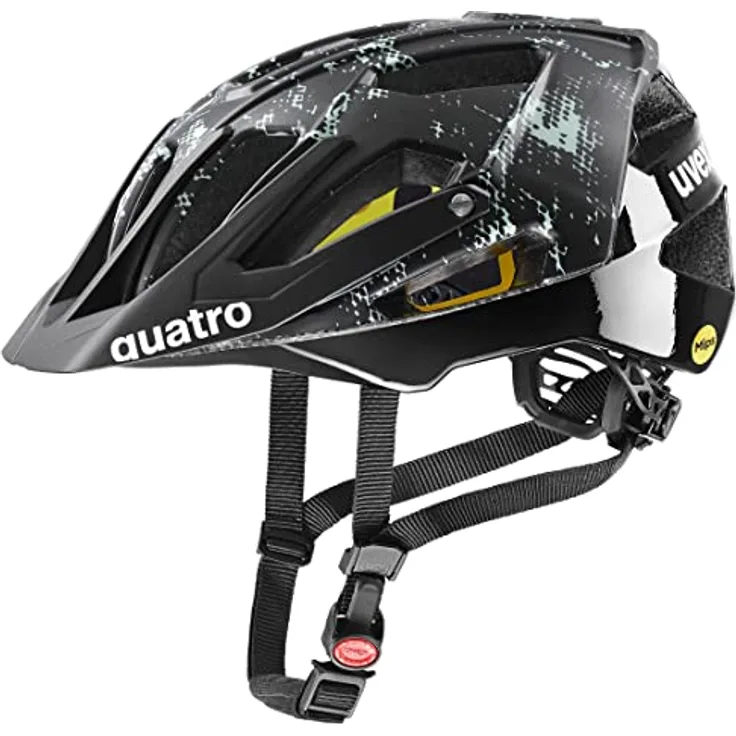 Uvex Quatro cc MIPS MTB-Helm, 52-57 cm, 17 Belüftungen, waschbar, Kameraadapter, Black-Jade Matt