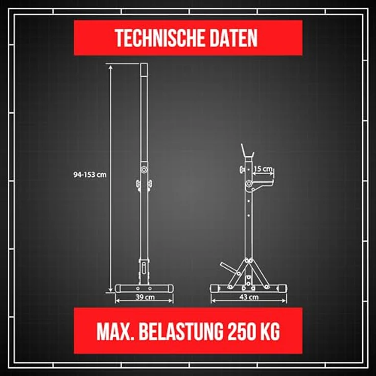 K-SPORT Kraftstation 2 x Langhantelständer, Squat-Rack für Langhanteltraining, max. Belastung 250 kg, pulverbeschichtet, Made in EU! – Bild 7