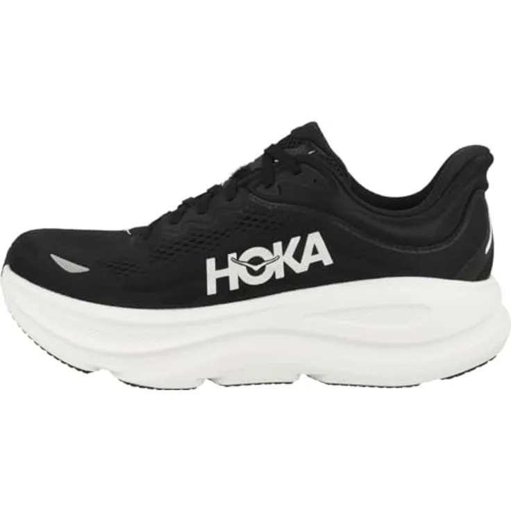 Hoka Bondi 9, Herren Laufschuhe, 100% vegan, atmungsaktives Obermaterial, schwarz, Größe 43 1/3
