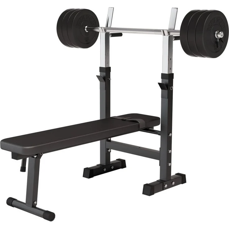 GORILLA SPORTS Hantelbank mit Ablage, Dip-Station, inkl. Hantelset 100kg, Klappbar, Schwarz/Weiß, für effizientes Krafttraining - Preisvergleich