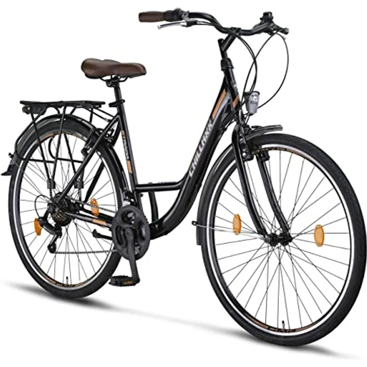 Chillaxx Bike Strada Premium City Bike 28 Zoll - Hollandfahrrad Citybike 21 Gang-Schaltung (Schwarz V-Bremse) – Bild 1