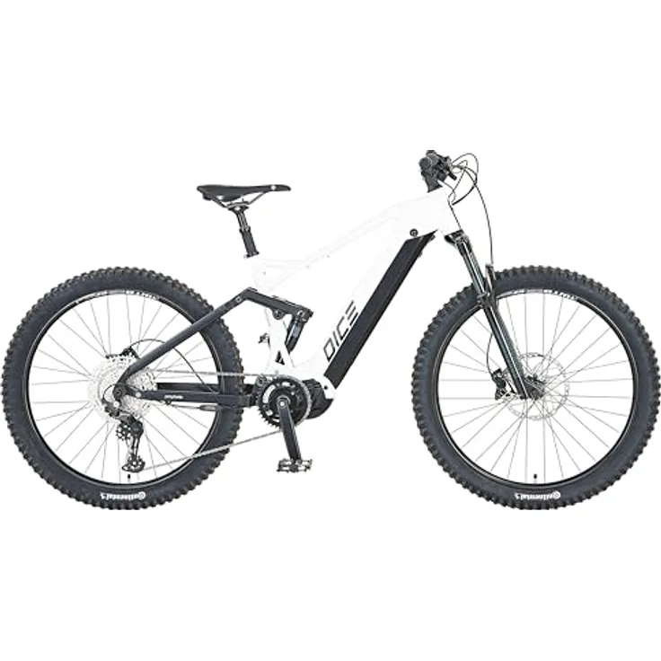 Prophete Herren DICE E-Bike, Weiß matt/schwarz matt, 27,5 Zoll, 250W Motor, 720Wh Akku, 12-Gang Shimano Deore Schaltung