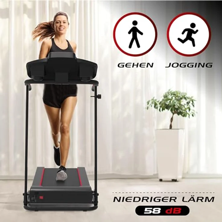 Elektrisches Laufband für Zuhause, faltbar, 10 km/h, 12 km/h, 1 – 2,5 PS, 12 voreingestellte Programme, LCD-Display, 1 – 10 km/h, 1 – 12 km/h, Modell 2023, manuelle Neigung in 3 Stufen (3680) – Bild 4