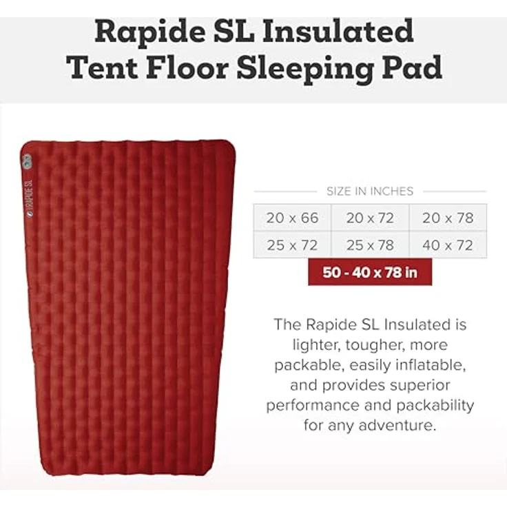Big Agnes Rapide SL Insulated Tent Floor Pad, Isomatte mit R-Wert 4.8, leicht und kompakt, inkl. Pumphouse-Aufblasesack – Bild 2