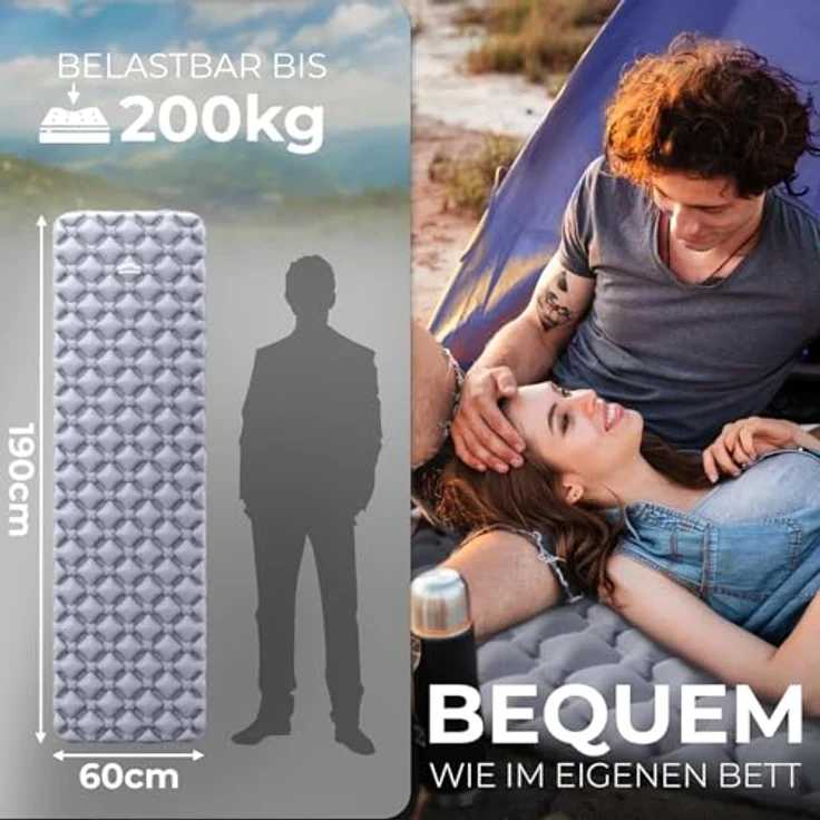 Alpenwert® Outdoor Schlaf-Set, Ultraleichter Schlafsack mit Komfortbereich 12-18°C, Isomatte mit Pumpsack 7,5L, für Camping und Wandern, kompakt und robust – Bild 4