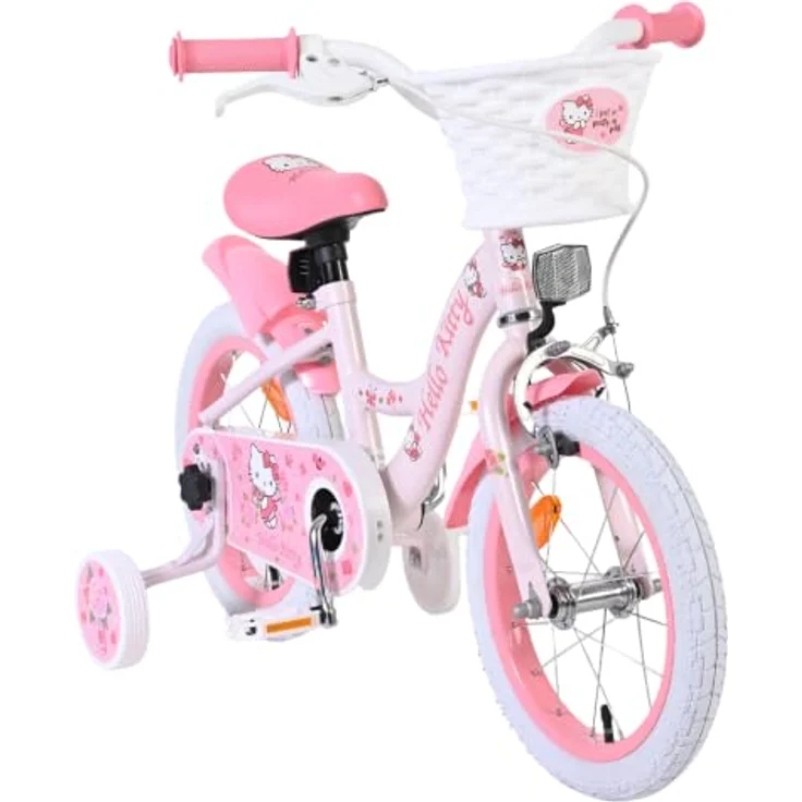 Volare Hello Kitty Kinderfahrrad 14 Zoll Rosa, abnehmbare Stützräder, Handbremse, Rücktrittbremse, geschlossener Kettenschutz, Korb – Bild 12