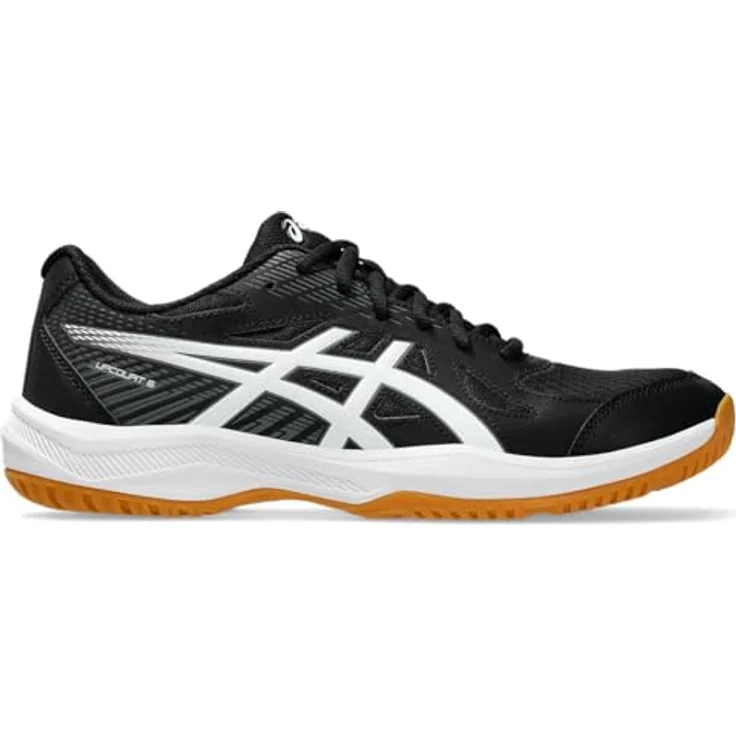 Asics Upcourt 6 Herren Hallenschuhe, Schwarz, Größe 8, mit Lederimitat-Obermaterial und atmungsaktiven Mesh-Einsätzen – Bild 3