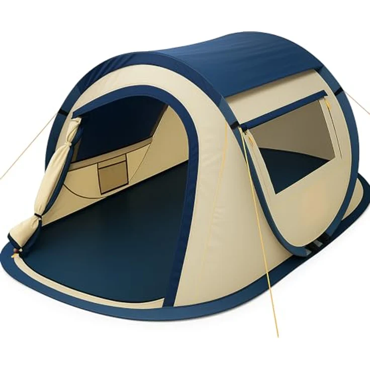 CampFeuer Zelt Quiki für 2 Personen, Creme/Blau, Wasserabweisendes Wurfzelt mit 2-Sekunden-Aufbau, ideal für Festival und Camping – Bild 1