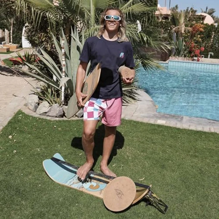 F2 Balance Board Surfline, Gleichgewichts Trainer 105x27,5cm aus siebenfach laminiertem Ahorn, gepolstert für sicheren Grip, neues Modell für Yoga und Fitnesstraining – Bild 3