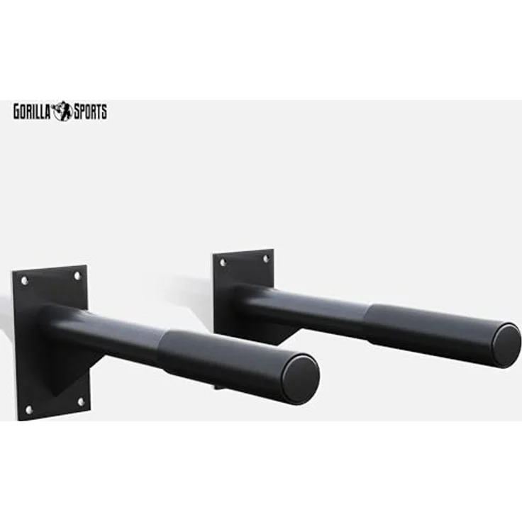 GORILLA SPORTS Klimmzugstange Dip-Station, Wandmontage, 350kg Belastbar, mit Griffen 51cm, Stahl, Schwarz – Bild 4