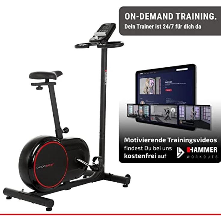 HAMMER Ergometer Heimtrainer Cardio 5.0, tiefer und breiter Einstieg, App-Steuerung für Smartphone/Tablet, Bluetooth Anbindung, kompatibel mit: Kinomap, iConsole+ und BitGym, 12 Programme – Bild 2
