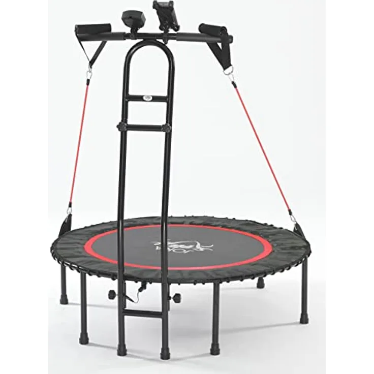Fitnesstrampolin 2.0, mit Sprungzähler, NEU - die Trampolin-Innovation von JOKA FIT,Widerstandsbänder, DVD, Handyhalterung