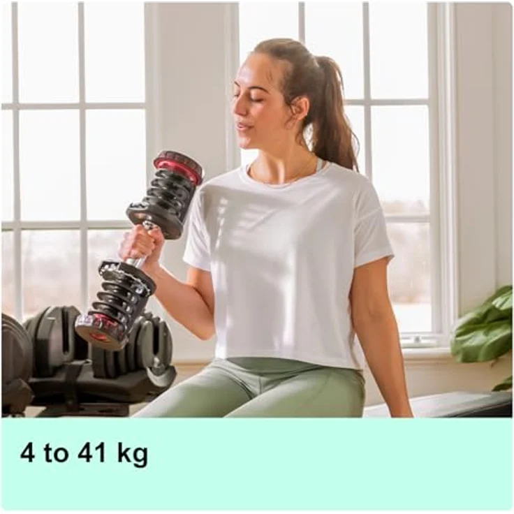 Bowflex Unisex Adult Selecttech 1090i Hantel, Schwarz/Rot, Einheitsgröße EU – Bild 2