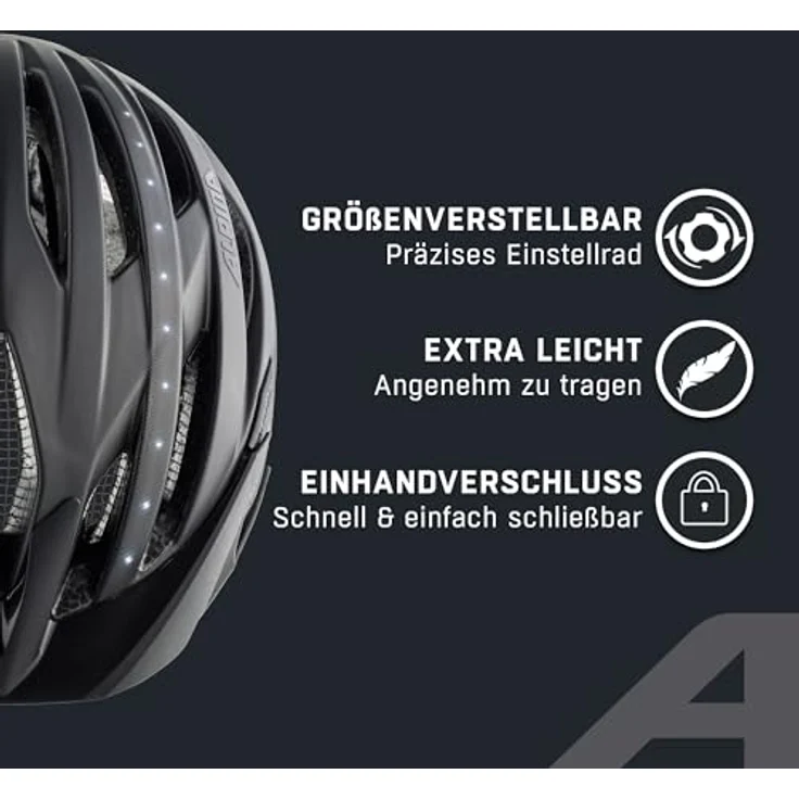 Alpina Haga Led Black Matt, Größe 51 - 56 cm - Fahrradhelm, Farbe Schwarz – Bild 4