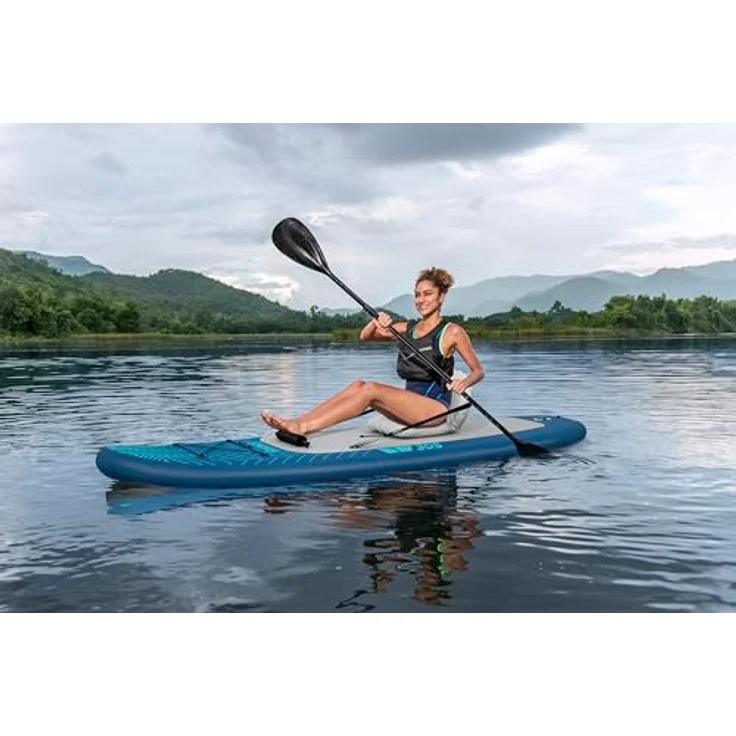 Bestway Wild Isle SUP Board Set, aufblasbares Stand Up Paddle Board mit Kajak-Option, 305x84x15 cm, bis 130 kg, inkl. Doppelpaddel, Pumpe & Rucksack – Bild 2