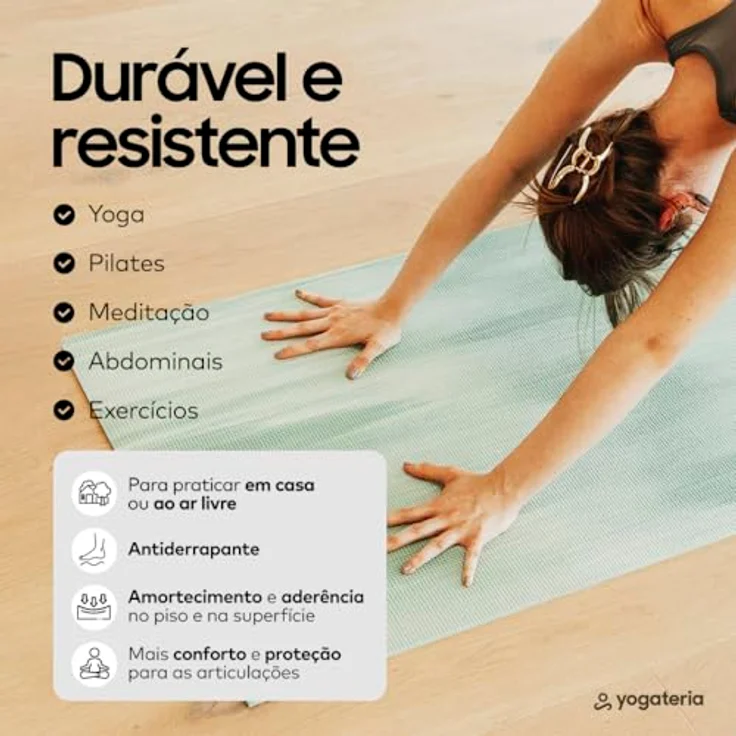 Bodhi Yogamatte Ganges | Rutschfeste Sportmatte | Schadstofffreie & Waschbare Fitnessmatte | Matte aus PVC | Allround-Matte für Yoga, Pilates & Gymnastik | salbei-grün – Bild 3