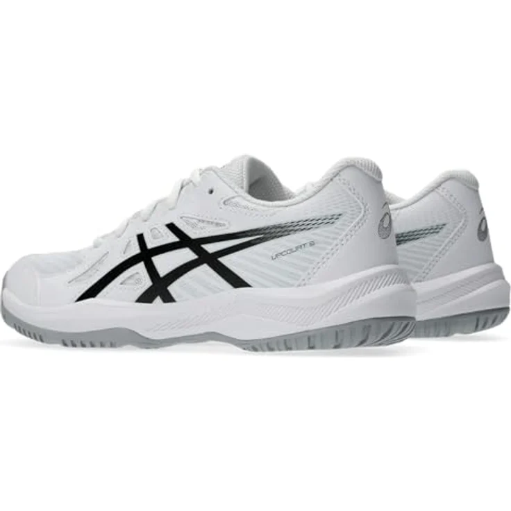 Asics Upcourt 6 GS, Hallensportschuhe für Kinder aus Lederimitat mit stabilisierenden Overlays, weiß – Bild 2